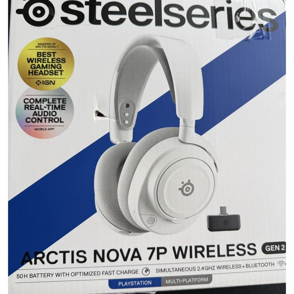 SteelSeries Arctis Nova 7P Wireless Gen 2 Gaming Headset White PlayStation PC